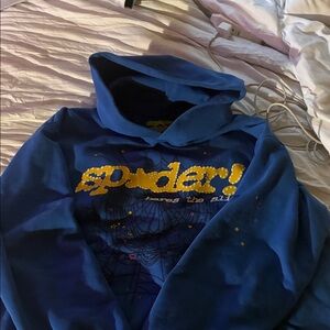 Blue Hoodie with Yellow Graphic